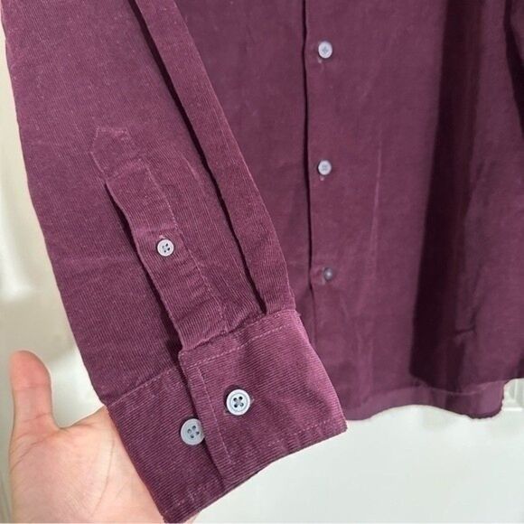MEN’S ALFANI BURGUNDY CORDUROY LONG SLEEVE COTTON BUTTON UP SHIRT XL - Picture 5 of 10